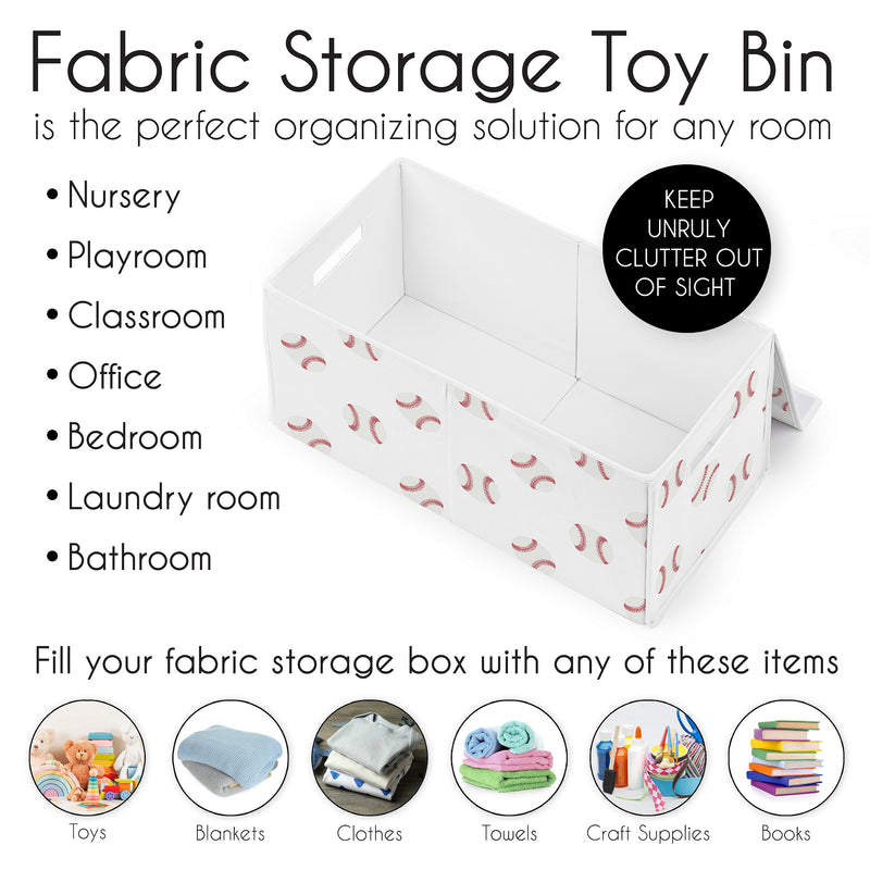 Baseball Patch Collection Fabric Toy Bin Storage