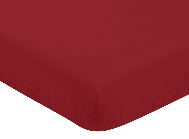Baseball Patch Collection Crib Sheet - Solid Red