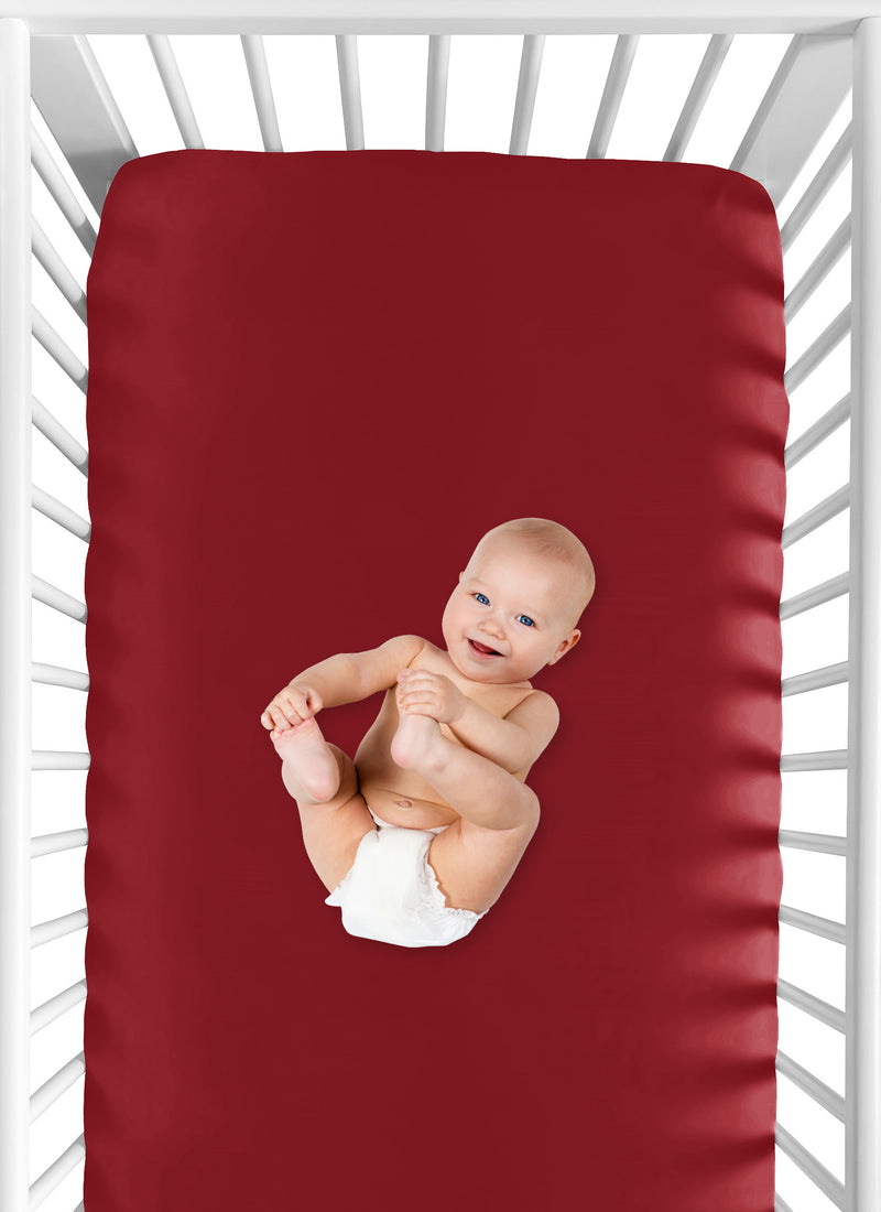 Baseball Patch Collection Crib Sheet - Solid Red