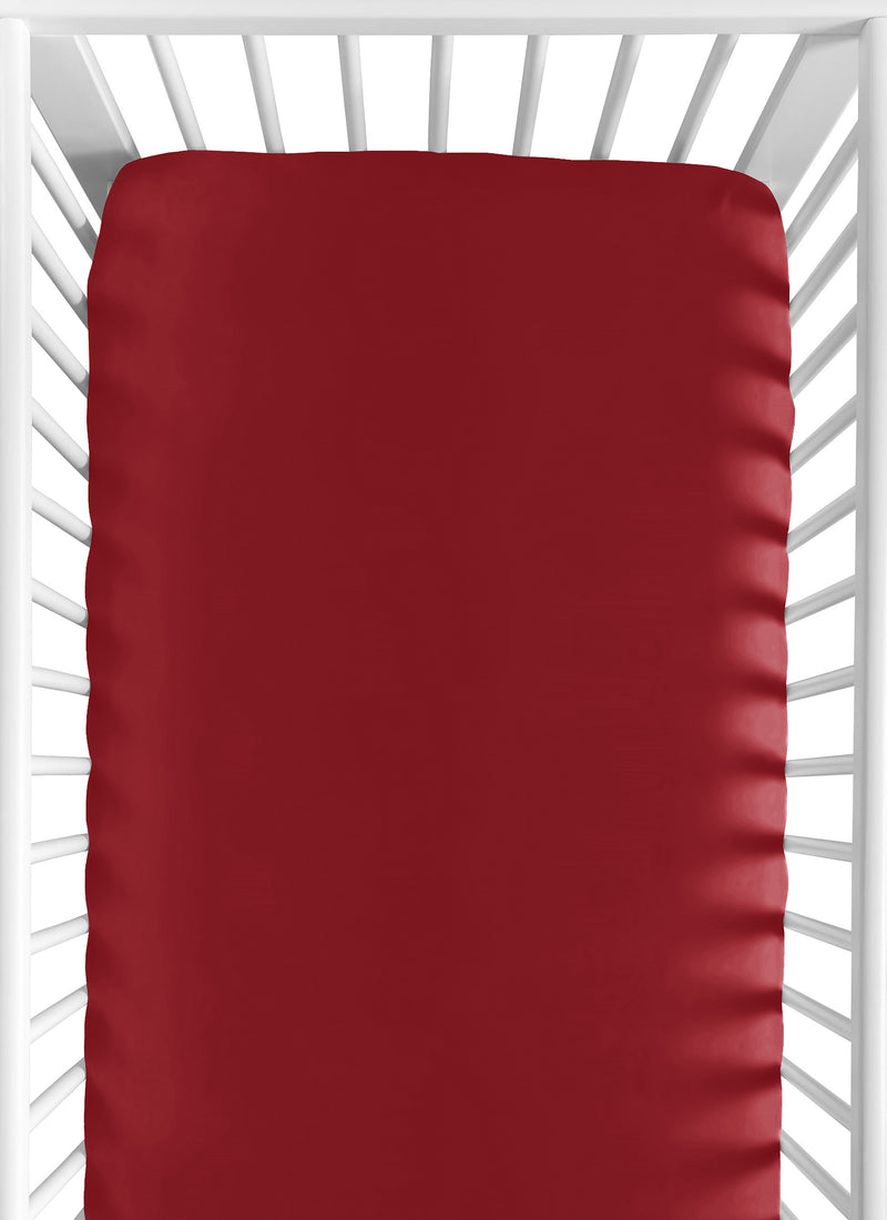 Baseball Patch Collection Crib Sheet - Solid Red