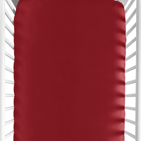 Baseball Patch Collection Crib Sheet - Solid Red