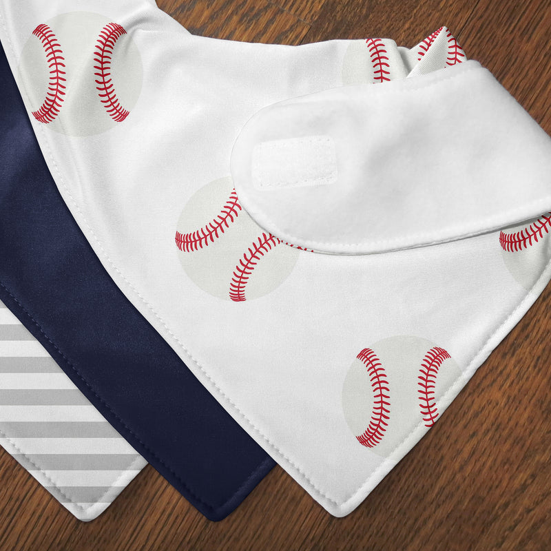 Baseball Patch Collection Fabric Bandana Baby Bibs - 3 Pack Set