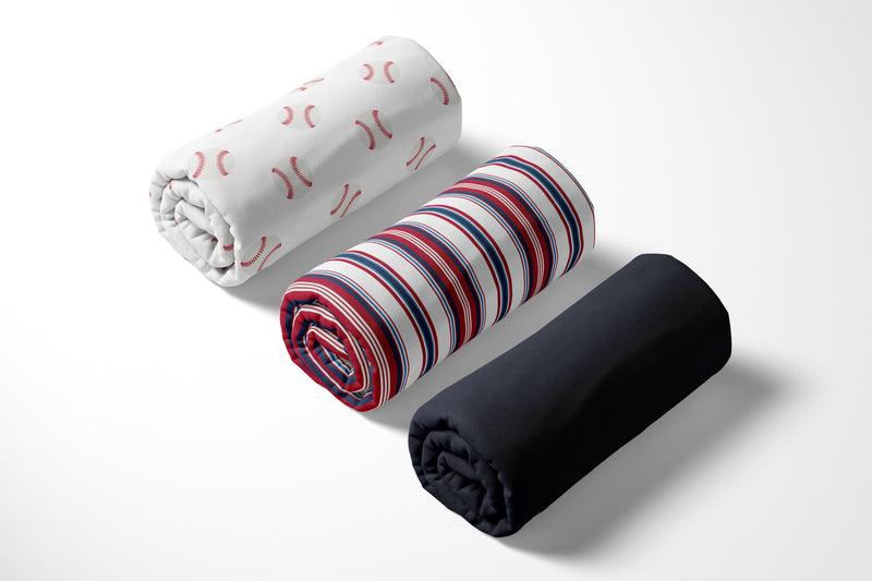 Baseball Patch Collection 3 Pack Crib Sheets