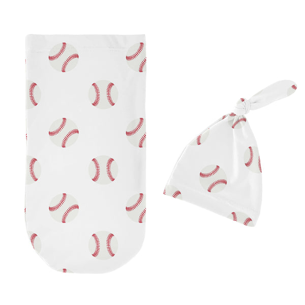 Baseball Patch Collection Baby Cocoon and Beanie Hat - 2 Piece Set alternate view