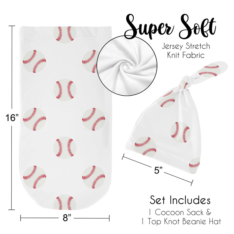 Baseball Patch Collection Baby Cocoon and Beanie Hat - 2 Piece Set