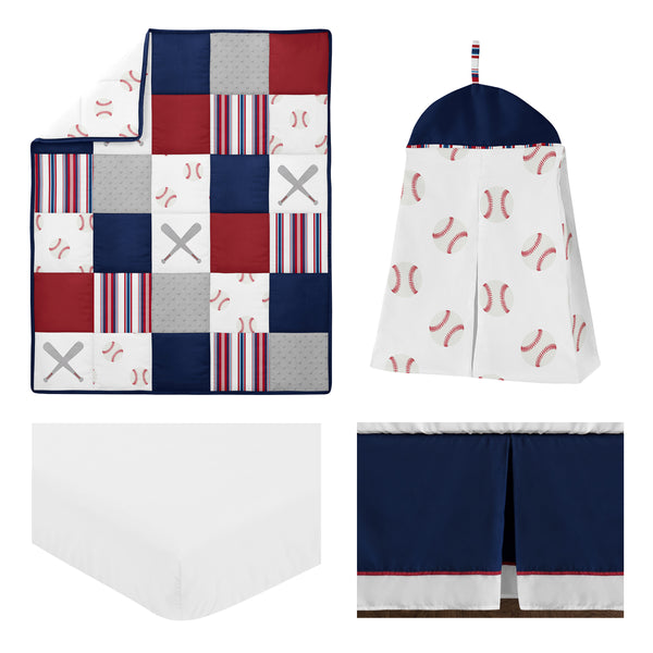 Baseball Patch Collection 4 Piece Bumperless Crib Bedding alternate view