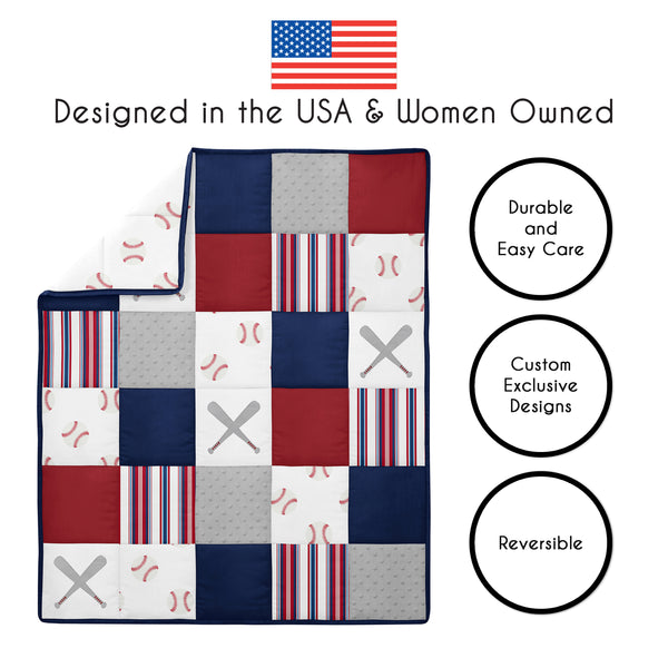 Baseball Patch Collection 11 Piece Bumperless Crib Bedding alternate view