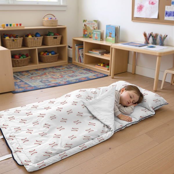 Baseball Patch Collection Lightweight Toddler Nap Mat with Pillow alternate view
