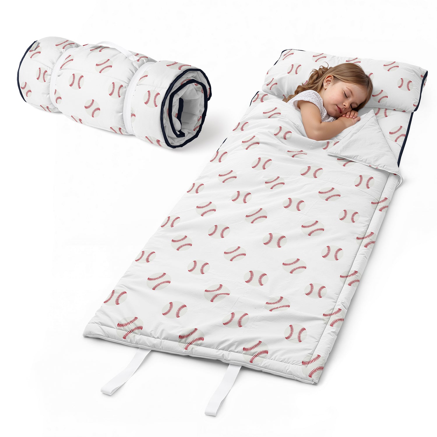 Baseball Patch Collection Lightweight Toddler Nap Mat with Pillow