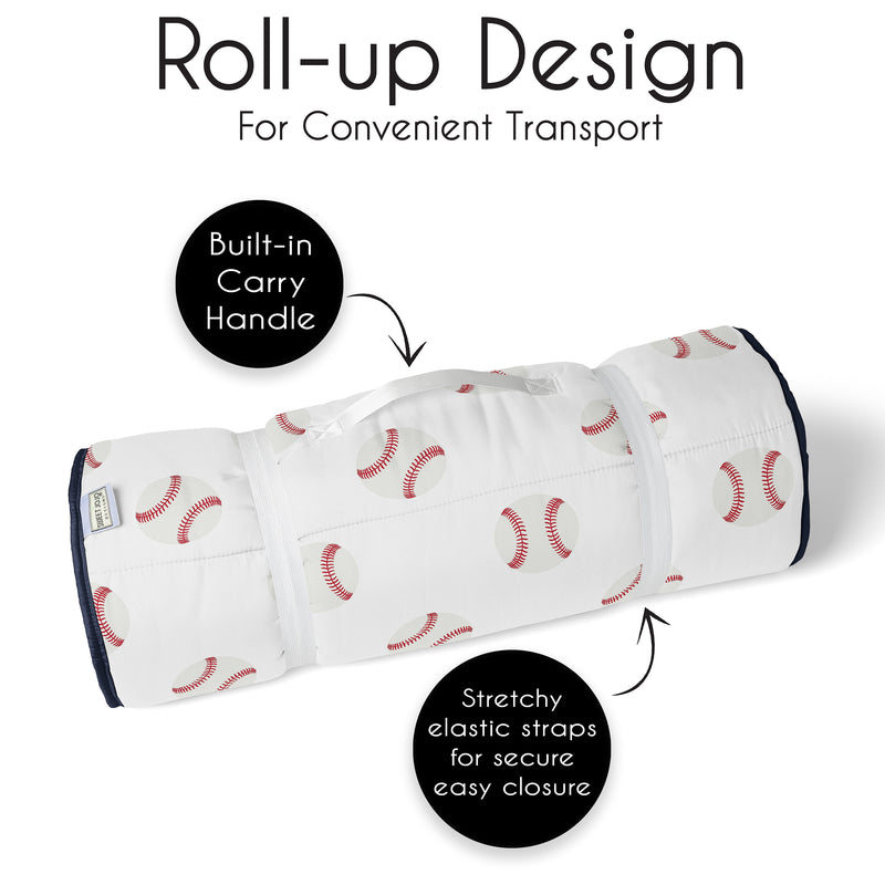 Baseball Patch Collection Lightweight Toddler Nap Mat with Pillow