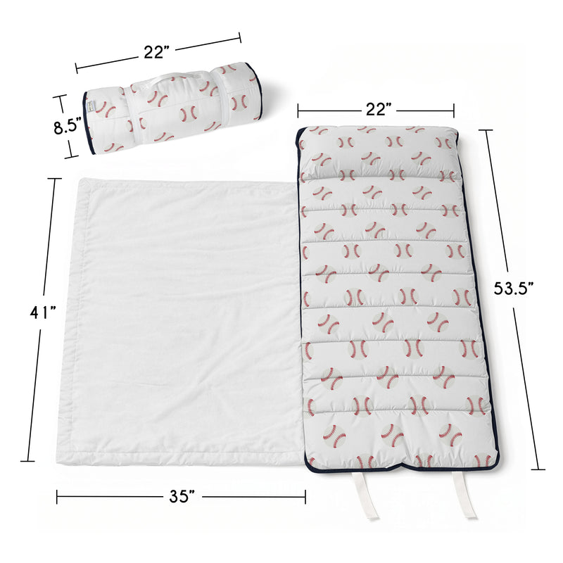 Baseball Patch Collection Lightweight Toddler Nap Mat with Pillow