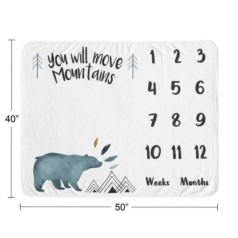 Bear Mountain Collection Monthly Milestone Baby Blanket