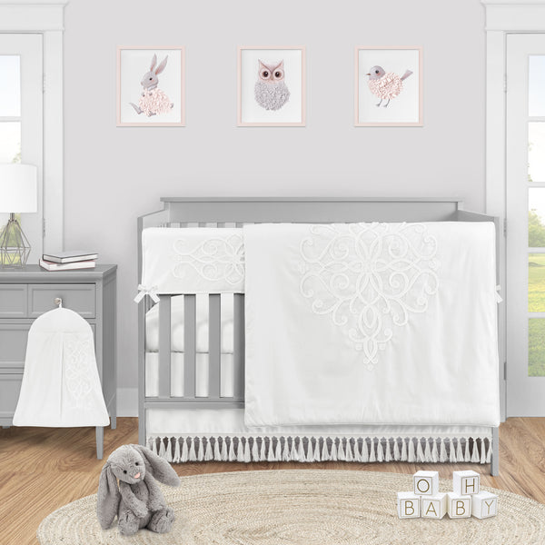 Bohemian White Collection Crib Bed Skirt alternate view