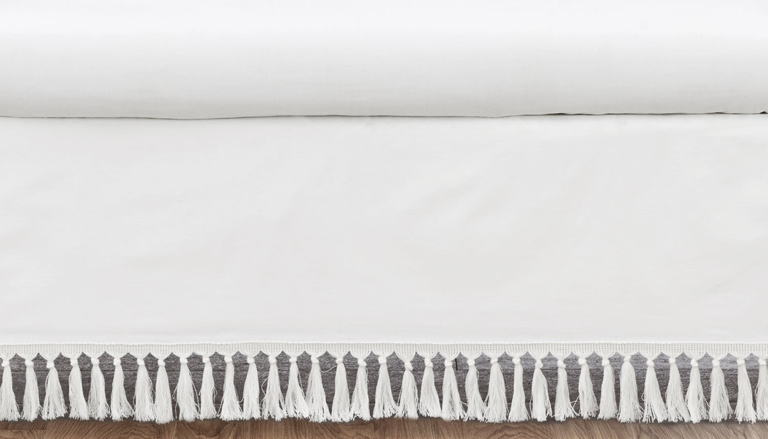 Bohemian White Collection Crib Bed Skirt