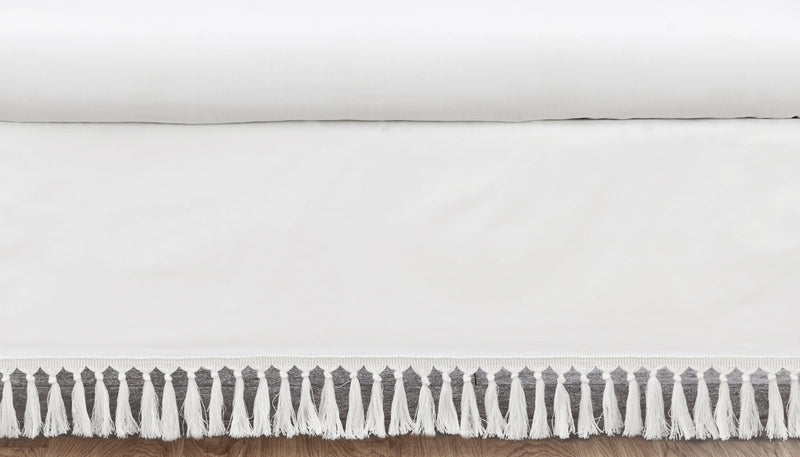 Bohemian White Collection Crib Bed Skirt