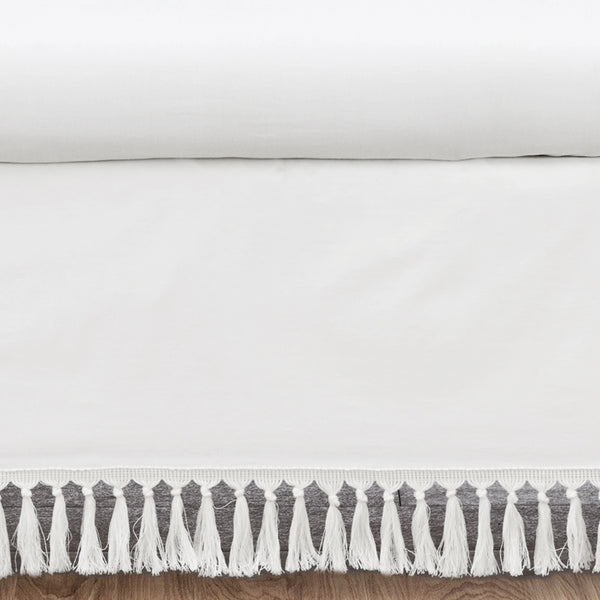 Bohemian White Collection Crib Bed Skirt