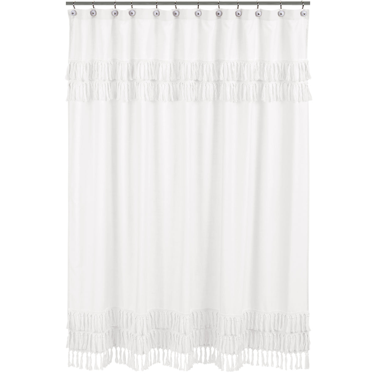 Bohemian White Collection Shower Curtain