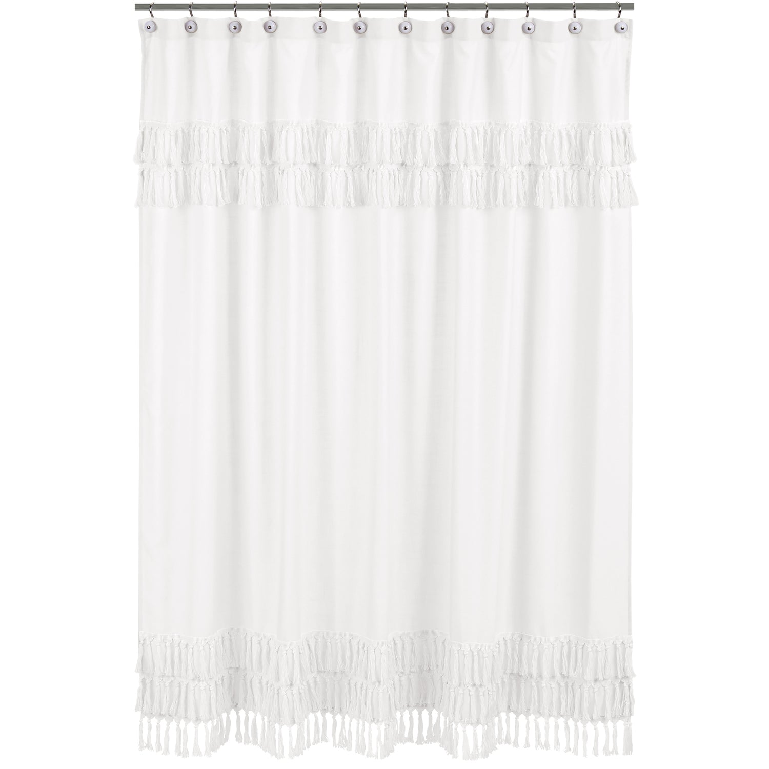 Bohemian White Collection Shower Curtain