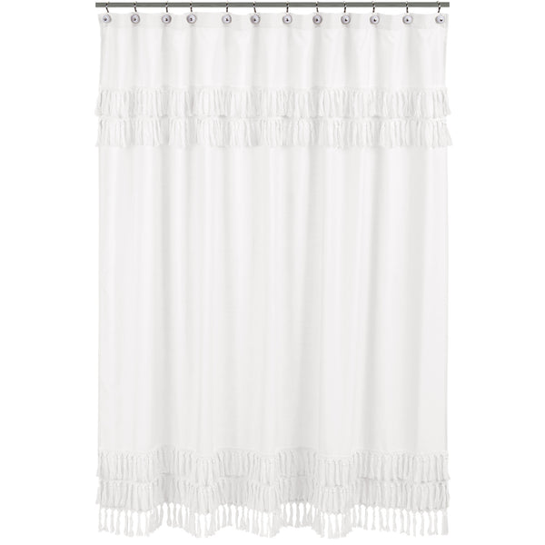 Bohemian White Collection Shower Curtain