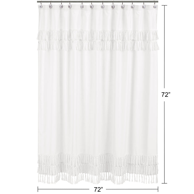 Bohemian White Collection Shower Curtain