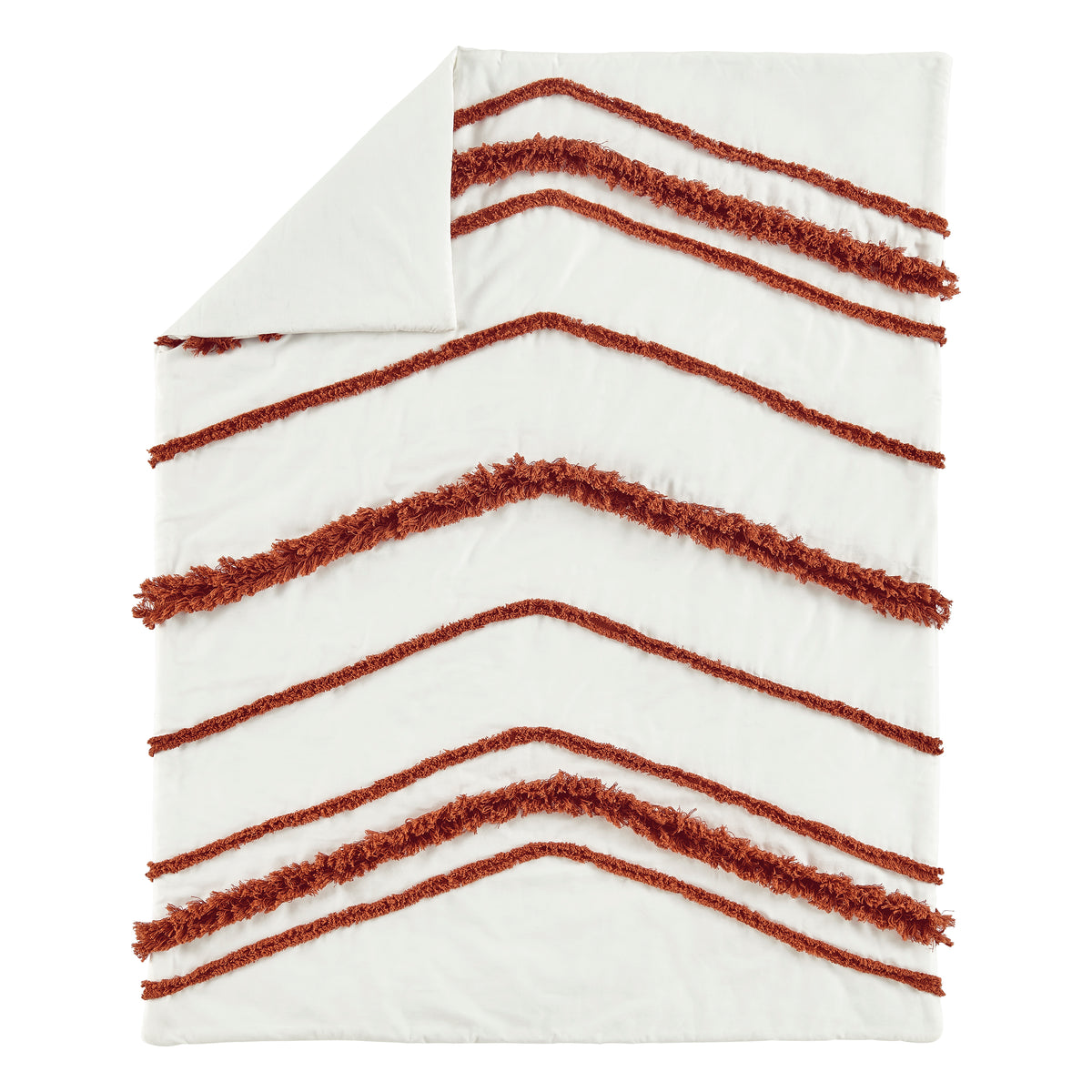 Boho Fringe Rust Orange and Ivory Collection 4 Piece Crib Bedding
