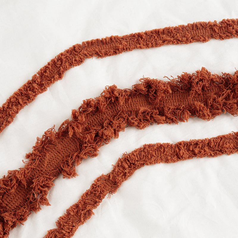 Boho Fringe Rust Orange and Ivory Collection 4 Piece Crib Bedding