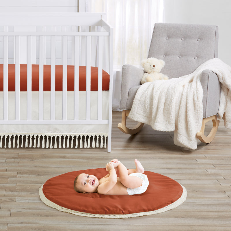 Boho Fringe Rust Orange and Ivory Collection Playmat