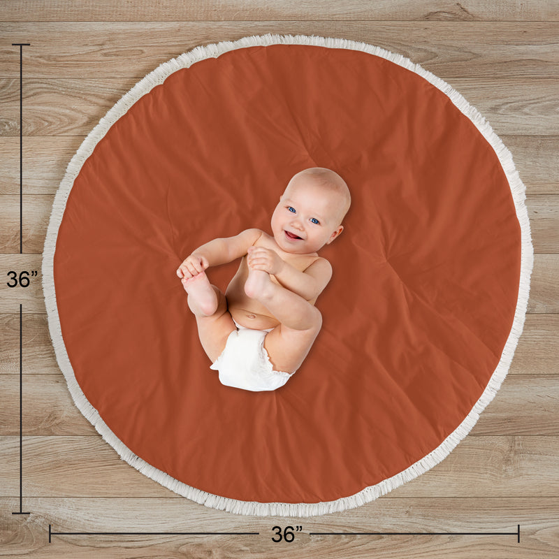 Boho Fringe Rust Orange and Ivory Collection Playmat