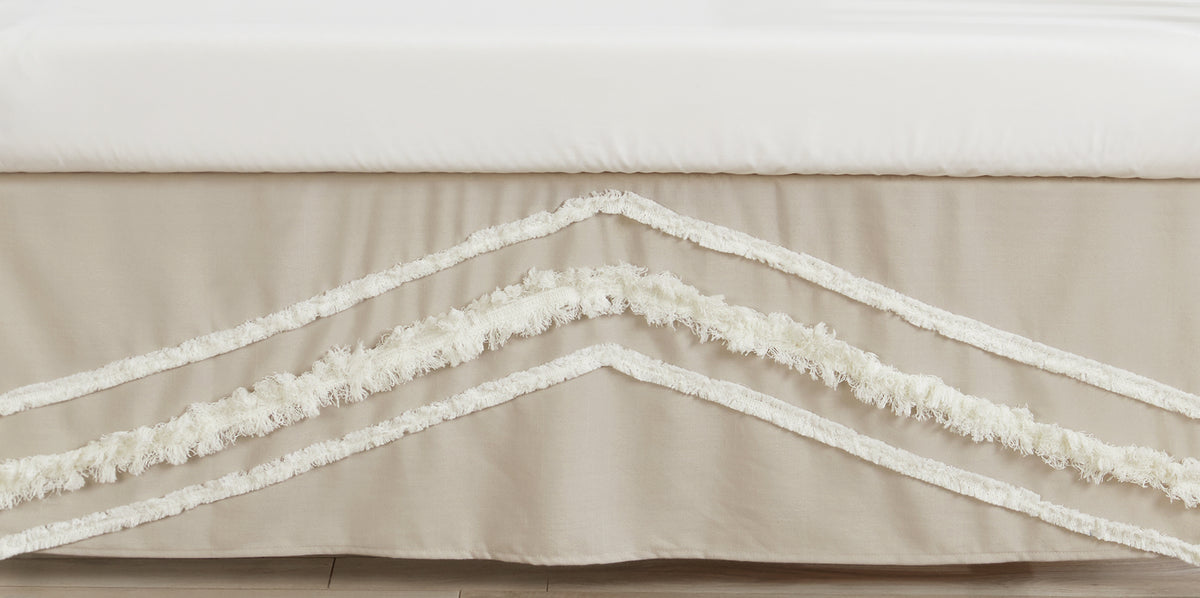 Boho Fringe Linen Collection Tufted Crib Bed Skirt