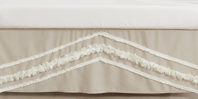 Boho Fringe Linen Collection Tufted Crib Bed Skirt