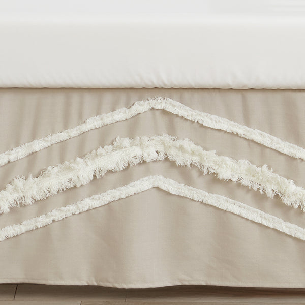 Boho Fringe Linen Collection Tufted Crib Bed Skirt