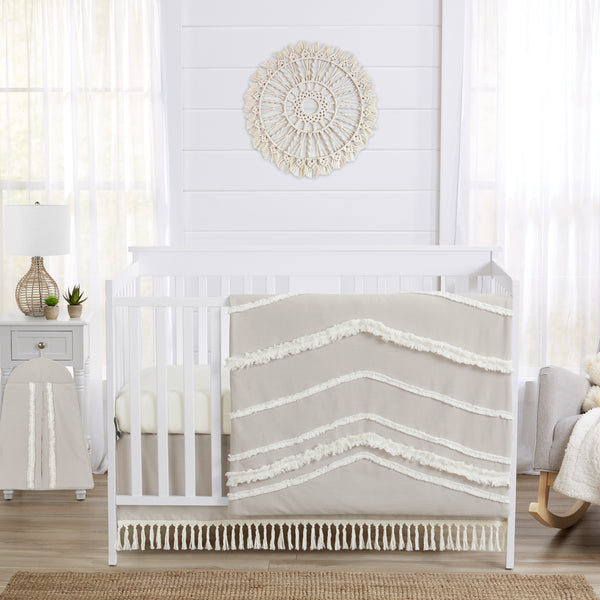 Boho Fringe Linen Collection 4 Piece Crib Bedding