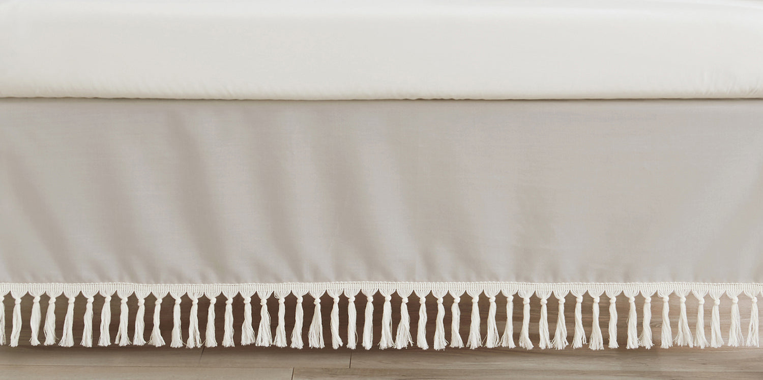 Boho Fringe Linen Collection Crib Bed Skirt