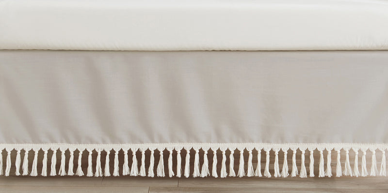 Boho Fringe Linen Collection Crib Bed Skirt