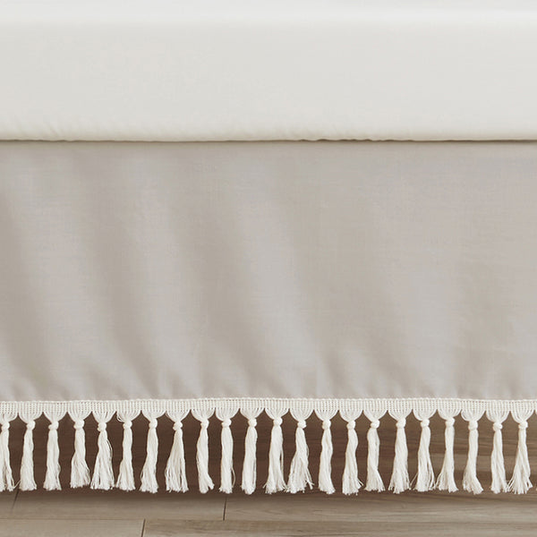 Boho Fringe Linen Collection Crib Bed Skirt
