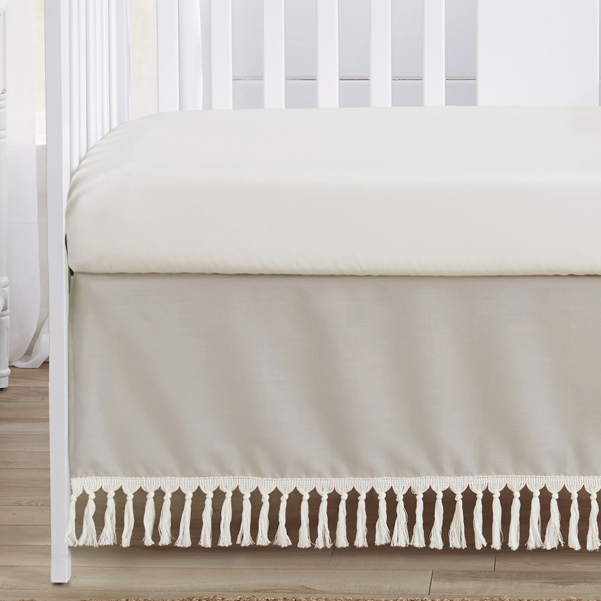 Boho Fringe Linen Collection 4 Piece Crib Bedding