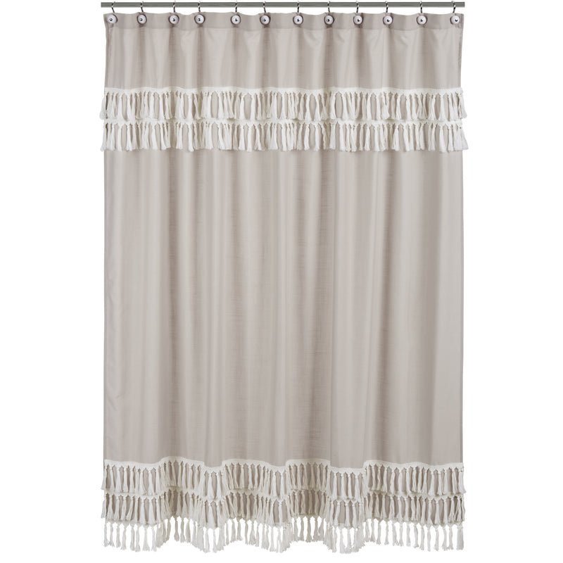 Boho Fringe Linen Collection Shower Curtain