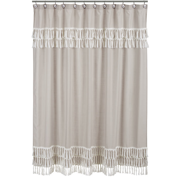 Boho Fringe Linen Collection Shower Curtain