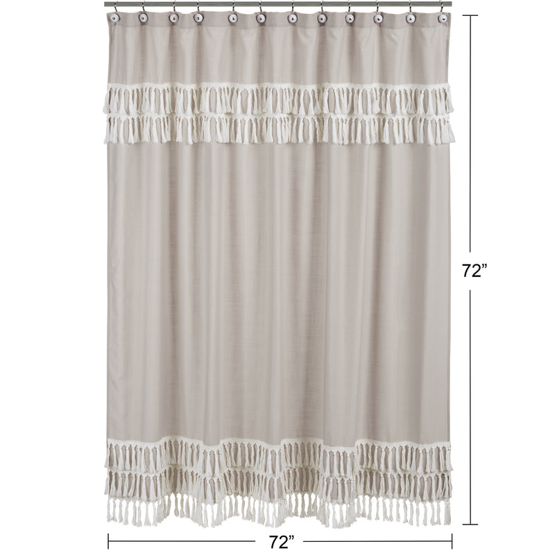 Boho Fringe Linen Collection Shower Curtain