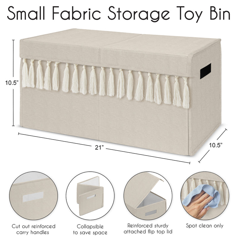 Boho Fringe Linen Collection Fabric Toy Bin Storage