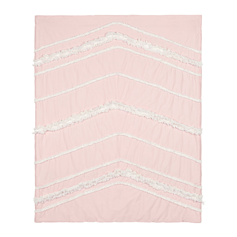 Boho Fringe Pink and Ivory Collection 4 Piece Crib Bedding
