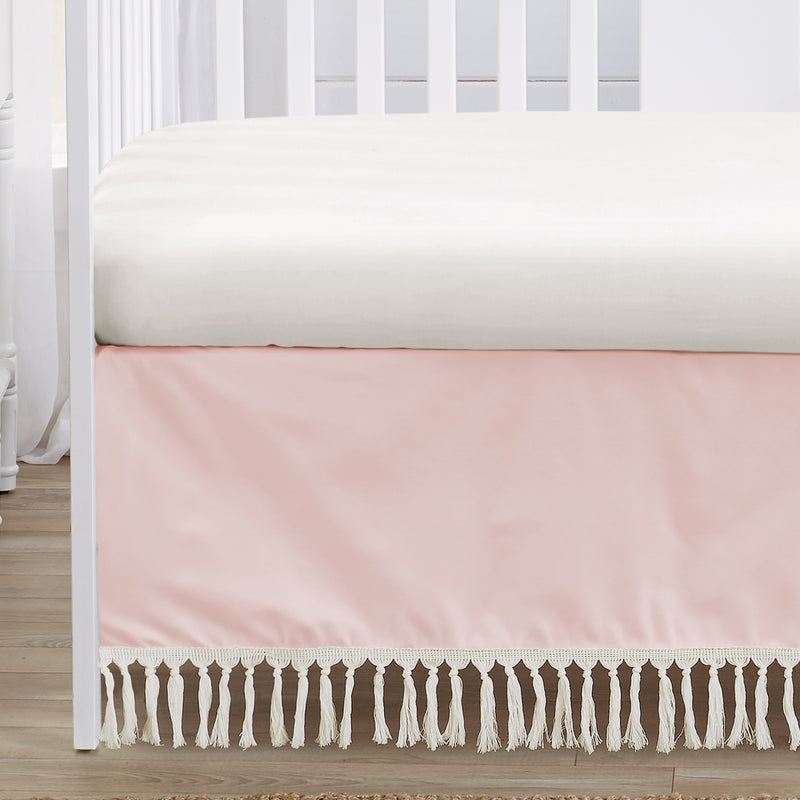 Boho Fringe Pink and Ivory Collection 4 Piece Crib Bedding