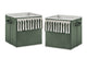 Boho Fringe Dark Green and Ivory Collection Foldable Fabric Storage Bins