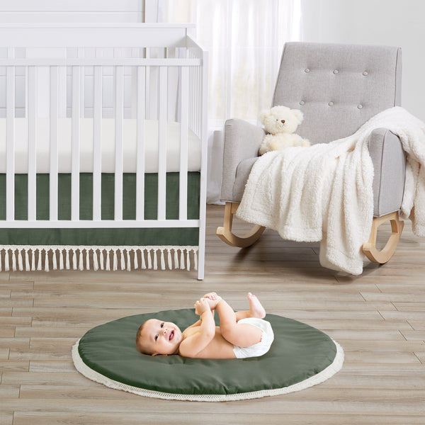 Boho Fringe Dark Green and Ivory Collection Playmat alternate view