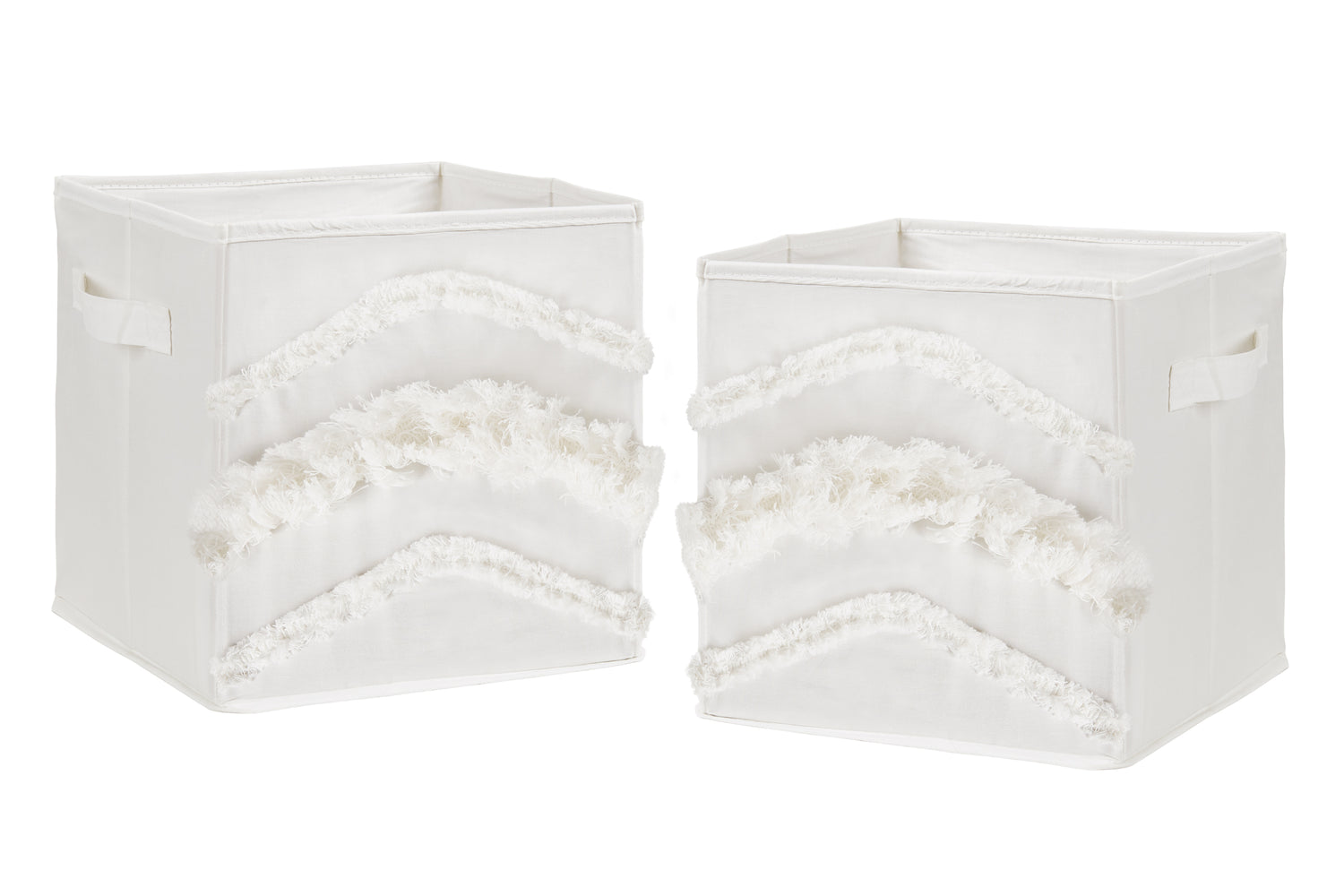Boho Fringe Collection Tufted Foldable Fabric Storage Bins