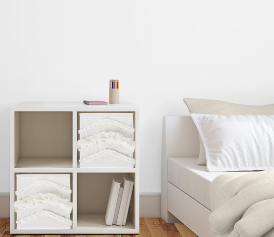 Boho Fringe Collection Tufted Foldable Fabric Storage Bins