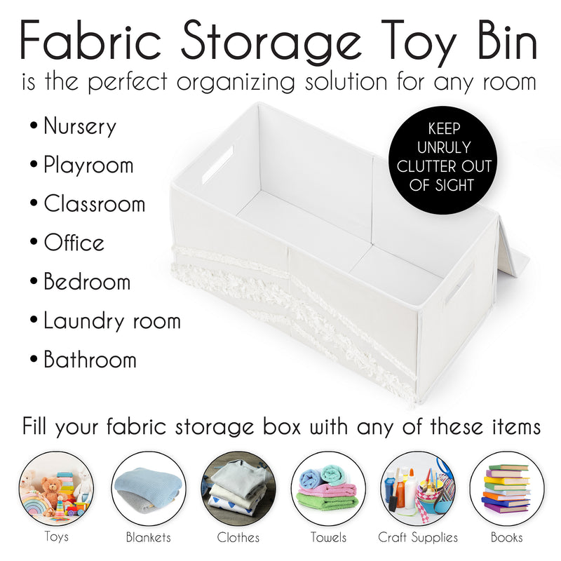 Boho Fringe Collection Tufted Fabric Toy Bin Storage