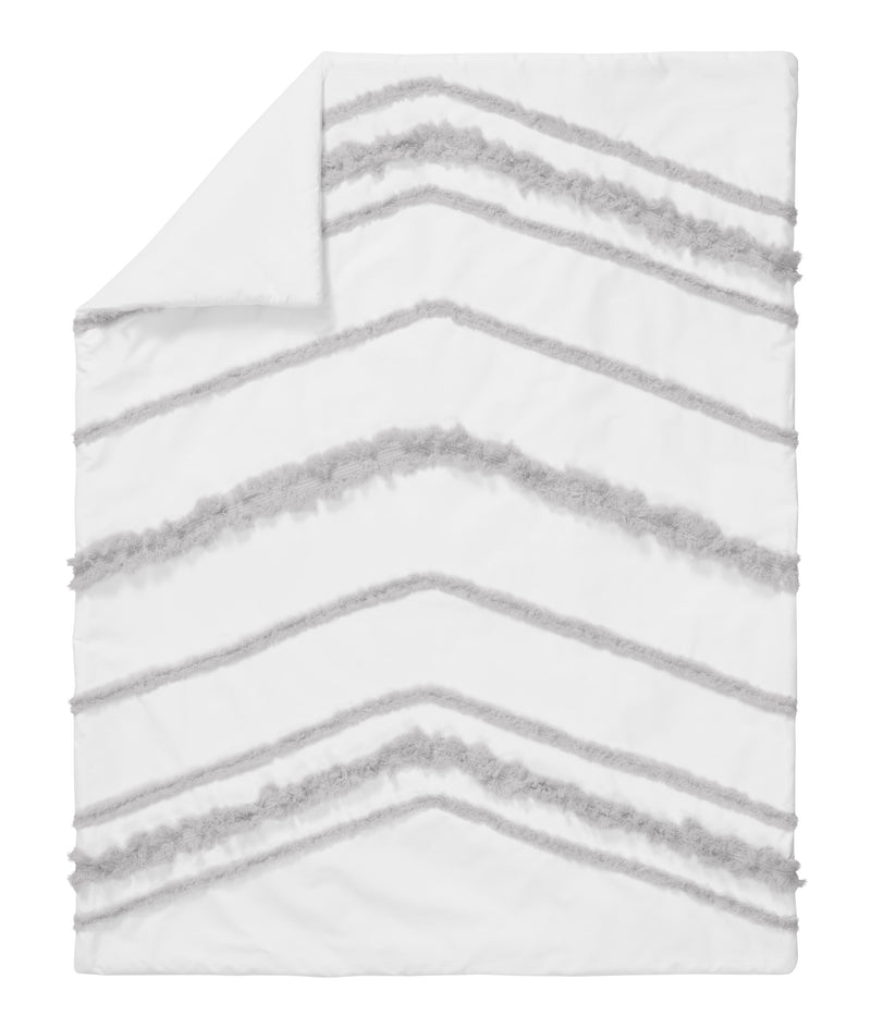 Boho Fringe White and Grey Collection 4 Piece Crib Bedding