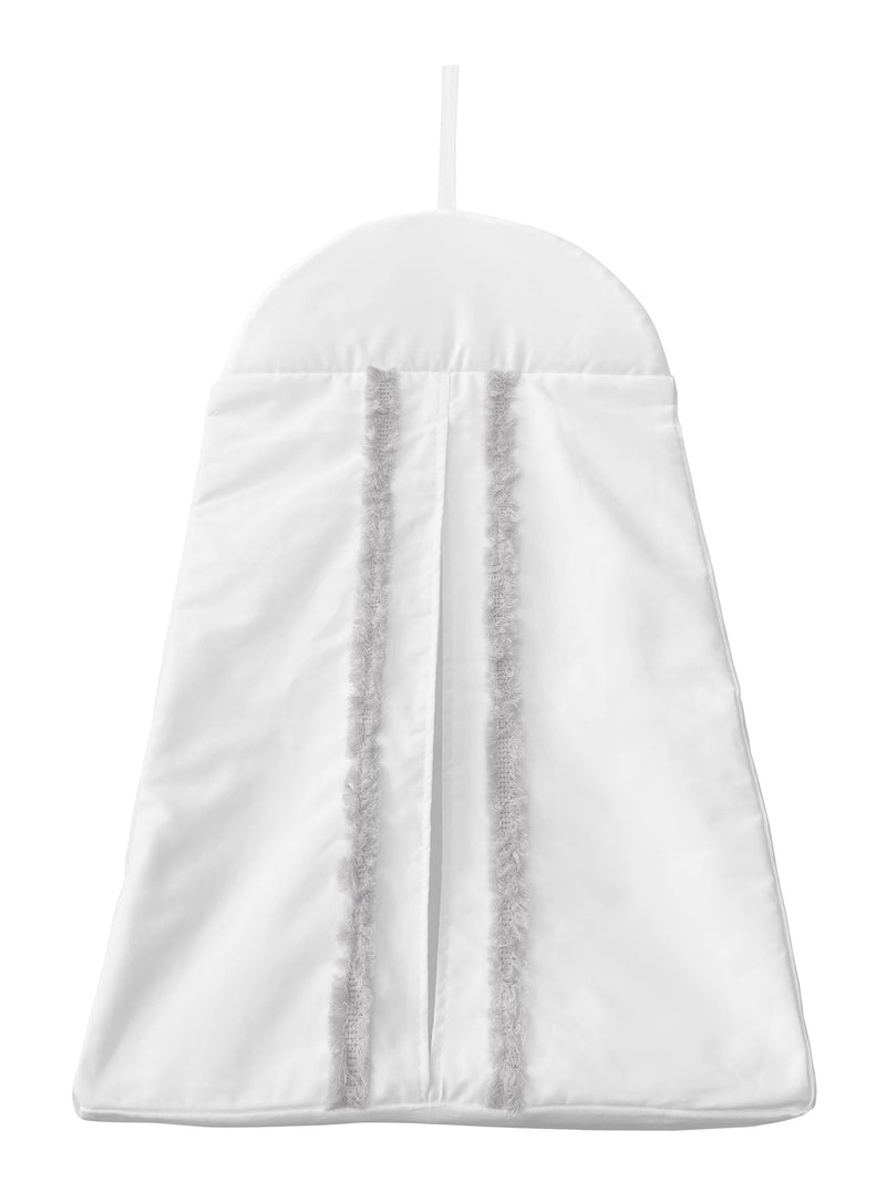 Boho Fringe White and Grey Collection 4 Piece Crib Bedding