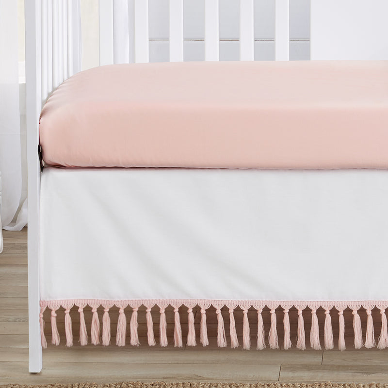 Boho Fringe White and Pink Collection Sweet Jojo Designs 6 Piece Crib Bedding + BreathableBaby Breathable Mesh Liner